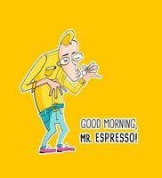 Herr Espressokaffee im Hipster-Stil vektor
