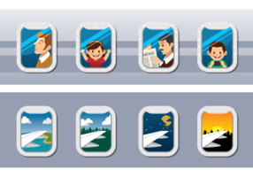 Passagiere, die von Plan-Fenster-Vektoren aussehen vektor