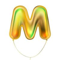 Goldmetallischer Ballon, aufgeblasenes Alphabetsymbol m vektor