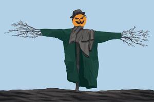 halloween scarecrow på fält vektor