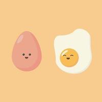 söt tecknad serie karaktär design av ägg vektor illustration isolerat på gul bakgrund. Lycklig söt leende rolig söt ägg