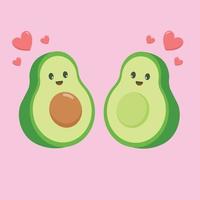 lustiges glückliches nettes glückliches lächelndes Paar Avocado in der Liebe. isoliert auf weißem Hintergrund. vektor