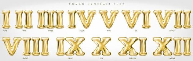 römische Ziffern 1-12 durch goldene Folienballons vektor