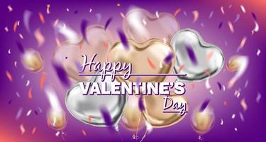 Happy Valentines Day Violettes Bild mit Folienluftballons vektor