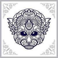 Affenkopf-Mandala-Kunst isoliert auf weißem Hintergrund vektor
