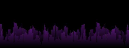 städtische lila nachtlandschaft. dunkle Silhouetten abstrakter Wolkenkratzer-Metropolen vor dem Hintergrund des schwarzen Vektorhimmels. vektor