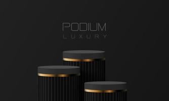 abstraktes schwarzes gold podium leerer raum 3d form design für produktdisplay präsentation studio konzept minimaler wandszenenvektor vektor