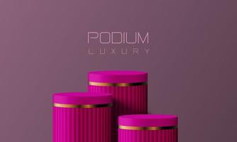 abstraktes rosa gold podium leerer raum 3d form design für produktdisplay präsentation studio konzept minimaler wandszenenvektor vektor