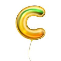 goldmetallischer Ballon, aufgeblasenes Alphabetsymbol c vektor