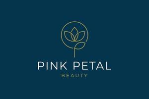 Beauty Rose Logo Vektor-Logo-Design-Vorlage, minimale p-Zeichenlinie Blütenblatt Schönheitssalon vektor
