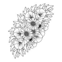 daisy och stockros blomma zen klotter konst design i detaljerad klämma konst vektor grafisk