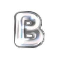 silver- perl folie uppblåst alfabet symbol, isolerat brev b vektor
