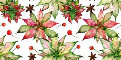 jul spåras vattenfärg blommig sömlös mönster vektor