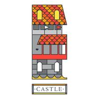 fantasi drake slott med fjällig tak och flaggor vektor