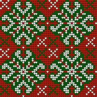 Omas Weihnachtsstrickmuster in den Farben Rot, Grün und Weiß vektor
