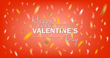 Happy Valentinstag rote Karte mit Konfetti aus goldener Folie vektor