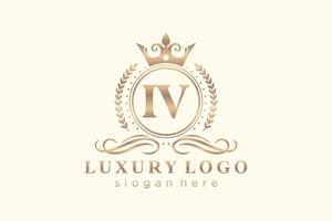 Royal Luxury Logo-Vorlage mit anfänglichem iv-Buchstaben in Vektorgrafiken für Restaurant, Lizenzgebühren, Boutique, Café, Hotel, Heraldik, Schmuck, Mode und andere Vektorillustrationen. vektor
