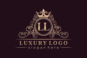 ll anfangsbuchstabe gold kalligraphisch feminin floral handgezeichnet heraldisch monogramm antik vintage stil luxus logo design premium vektor