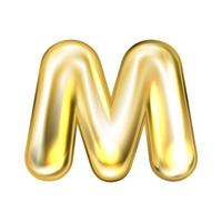 goldenes folienaufgeblasenes alphabetsymbol, isolierter buchstabe m vektor