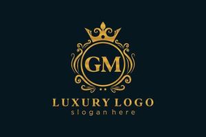 Royal Luxury Logo-Vorlage mit anfänglichem gm-Buchstaben in Vektorgrafiken für Restaurant, Lizenzgebühren, Boutique, Café, Hotel, Heraldik, Schmuck, Mode und andere Vektorillustrationen. vektor