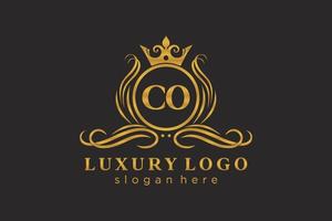 första coletter kunglig lyx logotyp mall i vektor konst för restaurang, kungligheter, boutique, Kafé, hotell, heraldisk, Smycken, mode och Övrig vektor illustration.