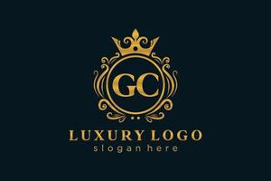 Royal Luxury Logo-Vorlage mit anfänglichem gc-Buchstaben in Vektorgrafiken für Restaurant, Lizenzgebühren, Boutique, Café, Hotel, Heraldik, Schmuck, Mode und andere Vektorillustrationen. vektor