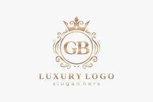 första gb brev kunglig lyx logotyp mall i vektor konst för restaurang, kungligheter, boutique, Kafé, hotell, heraldisk, Smycken, mode och Övrig vektor illustration.