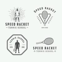 uppsättning av årgång tennis logotyper, emblem, märken, etiketter och design element. grafisk konst. vektor illustration