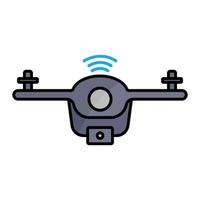 Drohnen-Icon-Darstellung mit Signal. Symbol für intelligente Geräte. linearer Farbsymbolstil. einfaches Design editierbar vektor