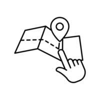handberührungsliniensymbolillustration mit route. Symbol für die Online-Route. einfaches Design editierbar vektor