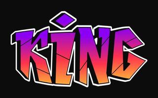 kung ord trippy psychedelic graffiti stil bokstäver.vektor hand dragen klotter tecknad serie logotyp kung illustration. rolig Häftigt trippy brev, mode, graffiti stil skriva ut för t-shirt, affisch begrepp vektor