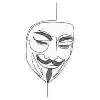 kille fawkes mask dragen i linje konst stil vektor