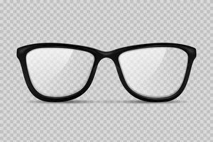 brille ohne bügel isoliert. schwarze Plastikbrille vektor