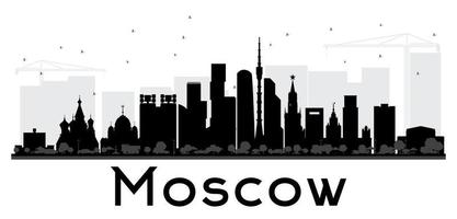 Moskva stads silhuett svart och vit siluett. vektor