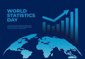 weltstatistiktag hintergrund mit erdkarte und grafik auf blau vektor