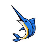 söt liten Svärdfisk tecknad serie Framställ vektor