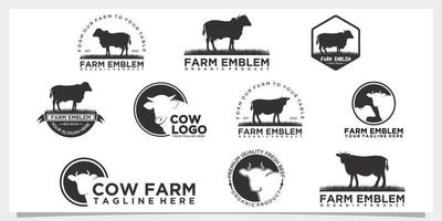 Set Kuhzüchter Logo Rindfleisch Premium-Vektor