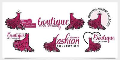 uppsättning mode boutique logotyp och Lagra logotyp märka emblem premie vektor del 1