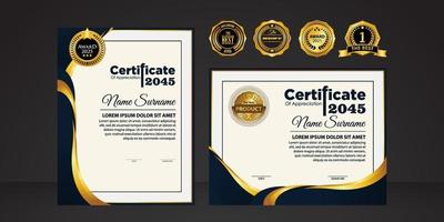 moderne Zertifikatsvorlage in Abstufungen und Goldfarben, luxuriöser und moderner Stil und Vektorbild im Auszeichnungsstil. Wertschätzung geeignet vektor