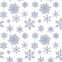 nahtloses muster der schneeflocken. Weihnachten endloser Hintergrund. Schneefall wiederholte Kulisse. verschneite Textur. vektorillustration lokalisiert auf weiß. vektor