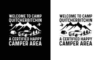 Camping-Zitat-T-Shirt-Design, Typografie vektor