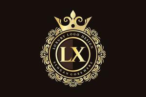 lx anfangsbuchstabe gold kalligrafisch feminin floral handgezeichnet heraldisch monogramm antik vintage stil luxus logo design premium vektor