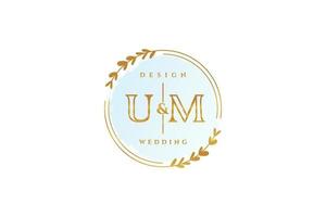 anfängliches um-schönheitsmonogramm und elegantes logo-design handschriftlogo der ersten unterschrift, hochzeit, mode, blumen und botanik mit kreativer vorlage. vektor