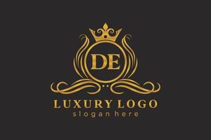 Initial de Letter Royal Luxury Logo Vorlage in Vektorgrafiken für Restaurant, Lizenzgebühren, Boutique, Café, Hotel, Heraldik, Schmuck, Mode und andere Vektorillustrationen. vektor