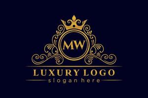 mw anfangsbuchstabe gold kalligrafisch feminin floral handgezeichnet heraldisch monogramm antik vintage stil luxus logo design premium vektor