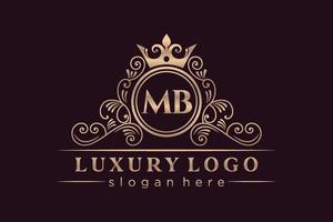 mb anfangsbuchstabe gold kalligrafisch feminin floral handgezeichnet heraldisch monogramm antik vintage stil luxus logo design premium vektor