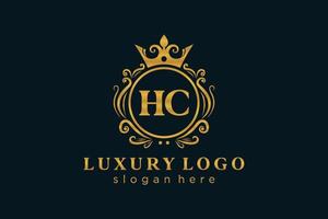 Anfangs-hc-Buchstabe Royal Luxury Logo-Vorlage in Vektorgrafiken für Restaurant, Lizenzgebühren, Boutique, Café, Hotel, heraldisch, Schmuck, Mode und andere Vektorillustrationen. vektor