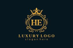 första han brev kunglig lyx logotyp mall i vektor konst för restaurang, kungligheter, boutique, Kafé, hotell, heraldisk, Smycken, mode och Övrig vektor illustration.