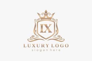 Royal Luxury Logo-Vorlage mit anfänglichem ix-Buchstaben in Vektorgrafiken für Restaurant, Lizenzgebühren, Boutique, Café, Hotel, Heraldik, Schmuck, Mode und andere Vektorillustrationen. vektor