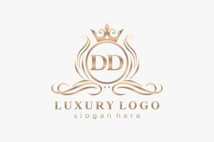 Royal Luxury Logo-Vorlage mit anfänglichem dd-Buchstaben in Vektorgrafiken für Restaurant, Lizenzgebühren, Boutique, Café, Hotel, Heraldik, Schmuck, Mode und andere Vektorillustrationen. vektor